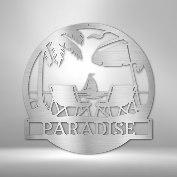 Paradise Monogram Metal Sign Laser Cut Powder Coated Home & Office Metal Wall De